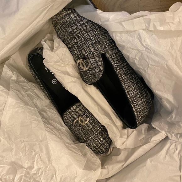 Chanel glitter opera loafers 37.5 - Picture 2 of 6